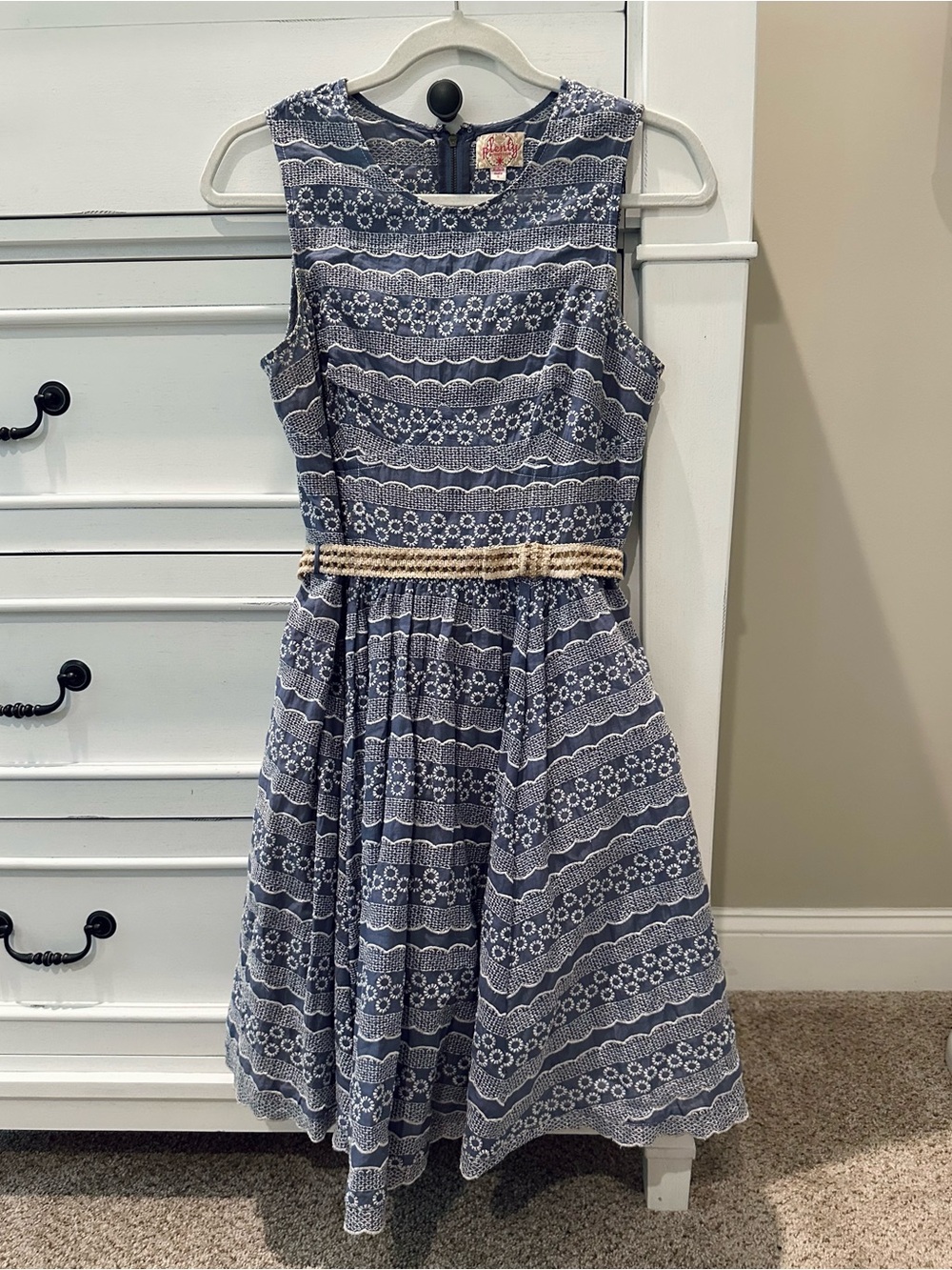 Plenty by Tracy Reese Blue and White Embroidered Dress